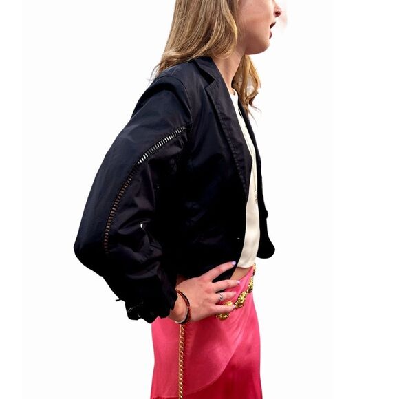 Akris Punto Black Cotton Casual Sporty Fitted Jacket Belted Long Sleeve - Picture 3 of 8